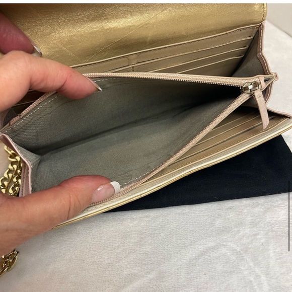 CHANEL Vintage Calf Skin Diamond Stitch CC Logo Long Flap Wallet On A Chain - Picture 12 of 14